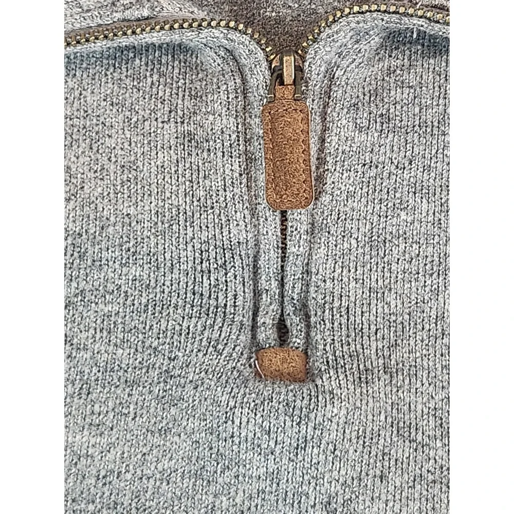 Polo Ralph Lauren Quarter Zip Sweater Mens L Gray Heather Knit Mock Neck